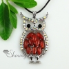 owl olive amethyst agate semi precious stone rhinestone necklaces pendants design B