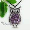 owl olive amethyst agate semi precious stone rhinestone necklaces pendants design C