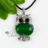 owl turquoise jade agate semi precious stone rhinestone necklaces pendants design B