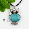owl turquoise jade agate semi precious stone rhinestone necklaces pendants design D