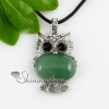 owl turquoise jade agate semi precious stone rhinestone necklaces pendants design E