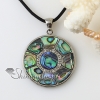patchwork round moon rainbow abalone seashell mother of pearl oyster sea shell rhinestone necklaces pendants design A