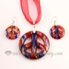peace sign foil venetian murano glass pendants and earrings jewelry red