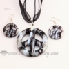 peace sign foil venetian murano glass pendants and earrings jewelry black