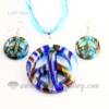 peace sign foil venetian murano glass pendants and earrings jewelry light blue