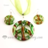 peace sign foil venetian murano glass pendants and earrings jewelry green