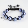 pearls macrame disco glitter ball pave beads bracelets design J