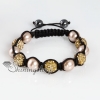 pearls macrame disco glitter ball pave beads bracelets design I