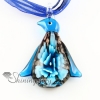 penguin flower inside murano glass neckalce pendants jewelry light blue