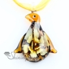 penguin flower inside murano glass neckalce pendants jewelry brown