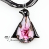 penguin flower inside murano glass neckalce pendants jewelry black