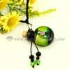 essential oil diffuser necklaces empty small glass vial necklace pendants wholesale supplier venetian lampwork glass with flower jewellery green
