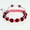 pink cord macrame disco glitter ball pave beads bracelets design B