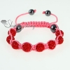 pink cord macrame disco glitter ball pave beads bracelets design C