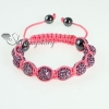 pink cord macrame disco glitter ball pave beads bracelets design D