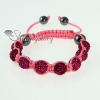 pink cord macrame disco glitter ball pave beads bracelets design E