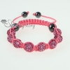 pink cord macrame disco glitter ball pave beads bracelets design F