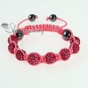 pink cord macrame disco glitter ball pave beads bracelets design A