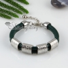 pu charm wristbands multi layer buckle bracelets unisex light green