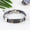 pu leather charm three layer buckle bracelets unisex gray