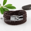 pu leather with alloy buckle woven bracelets unisex brown