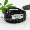 pu leather with alloy buckle woven bracelets unisex black