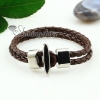 pu leather woven wristbands toggle bracelets unisex design B