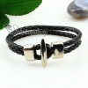 pu leather woven wristbands toggle bracelets unisex design D