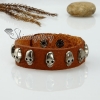 punk skull genuine leather wristbands bracelets brown
