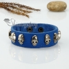 punk skull genuine leather wristbands bracelets blue