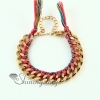 rainbow color brazil friendship wrap bracelets cotton cord gold plated snake chain woven bracelet jewelry design A