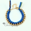 rainbow color brazil friendship wrap bracelets cotton cord gold plated snake chain woven bracelet jewelry design F