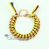 rainbow color brazil friendship wrap bracelets cotton cord gold plated snake chain woven bracelet jewelry design H