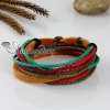 rainbow cotton cord genuine leather wrap bracelets design D