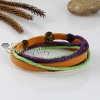 rainbow cotton cord genuine leather wrap bracelets design F