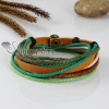 rainbow cotton cord genuine leather wrap bracelets design G