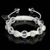rhinestone and crystal beads macrame bracelets white cord design D