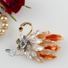 rhinestone enameled swan scarf brooch pin jewelry design C