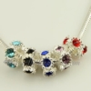 rhinestone flower european charms fit for bracelets assorted