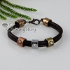 rhinestone genuine leather charm bracelets unisex black