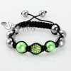 rhinestone glitter ball pave beads and pearl macrame bracelets design F