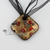 rhombus glitter millefiori handmade glass necklaces pendants black