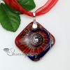 rhombus glitter swirled pattern lampwork murano italian venetian handmade glass necklaces pendants red