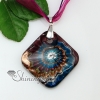 rhombus glitter swirled pattern lampwork murano italian venetian handmade glass necklaces pendants purple