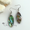 rhombus olive rainbow abalone oyster sea shell mother of pearl earrings design B