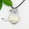 rhombus rose quartz glass opal tiger's-eye semi precious stone necklaces pendants design A