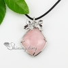 rhombus rose quartz glass opal tiger's-eye semi precious stone necklaces pendants design C