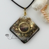 rhombus sea water black oyster shell mother of pearl goldleaf pendants leather necklaces jewelry design A