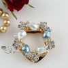 rose circle rhinestone scarf clip brooch pin jewelry light blue