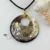 round animal sea water black oyster shell mother of pearl goldleaf pendatns leather necklace jewelry design E